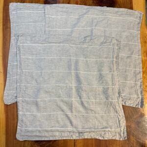Restoration Hardware Pillow Sham LOT OF 3 Linen Stripe Square Crewel Q3-23